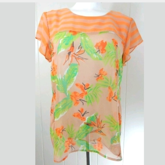 Collective Concepts Floral Striped Top - Picture 1 of 3